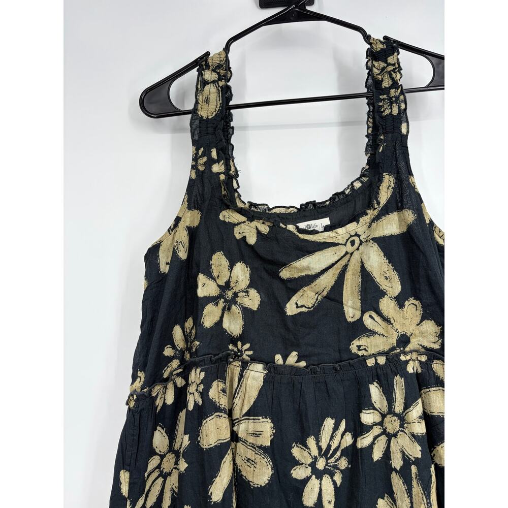 NATURAL LIFE Navy Blue Floral Sleeveless Sundress with Cream Blooms - Picture 5 of 8